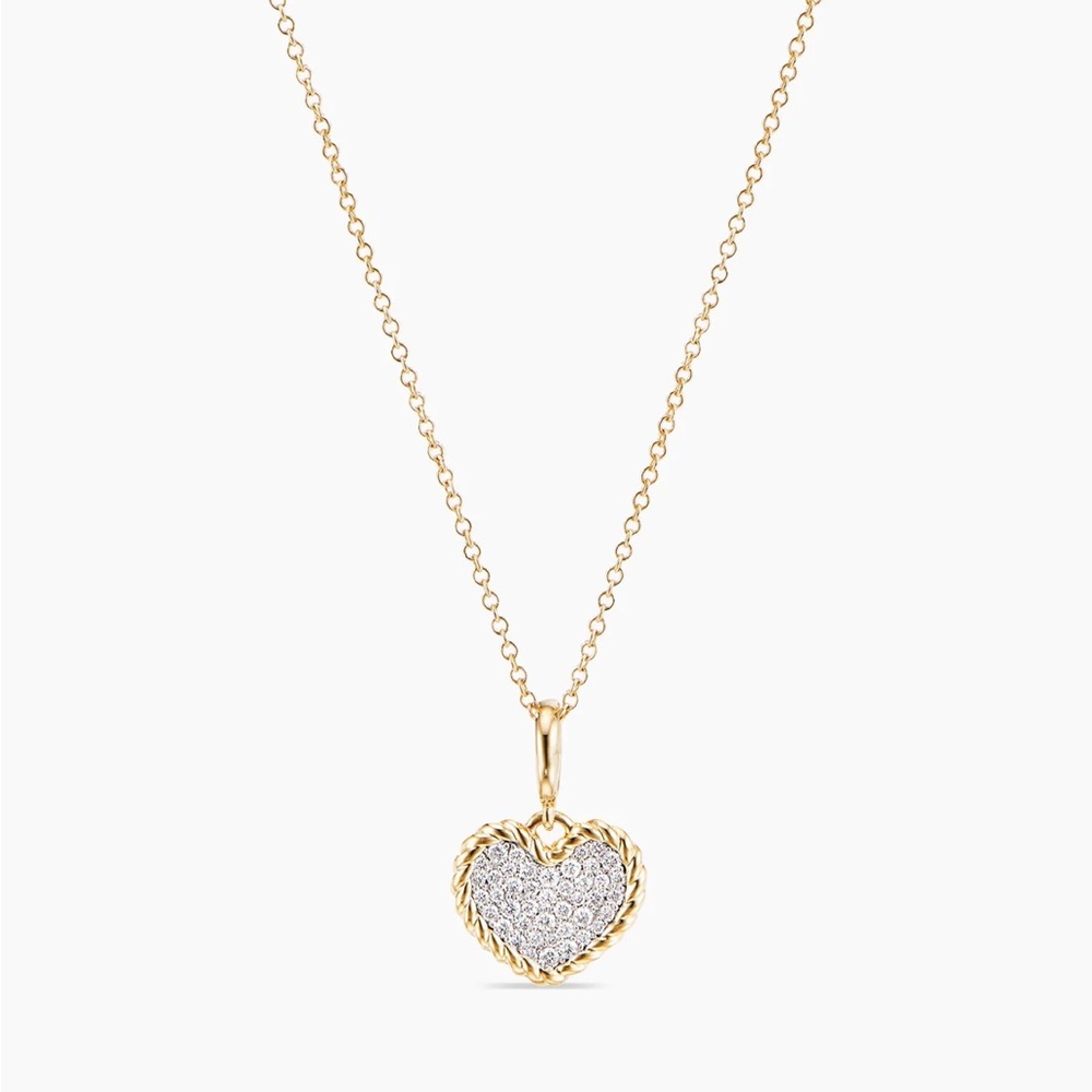 David Yurman Pavé Plate Heart Necklace
18K Yellow Gold with Diamonds